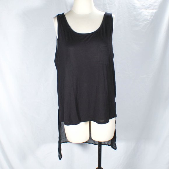 NWT Forever 21 Black High Low Chiffon Back Pocket Tank Edgy Street Style… - Picture 1 of 6